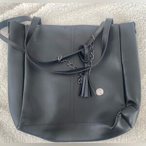 Elegant Black Leather Tote Bag